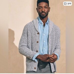 Faherty Knit Shawl Mens Womens unisex Collar Button-down Cardigan Sweater